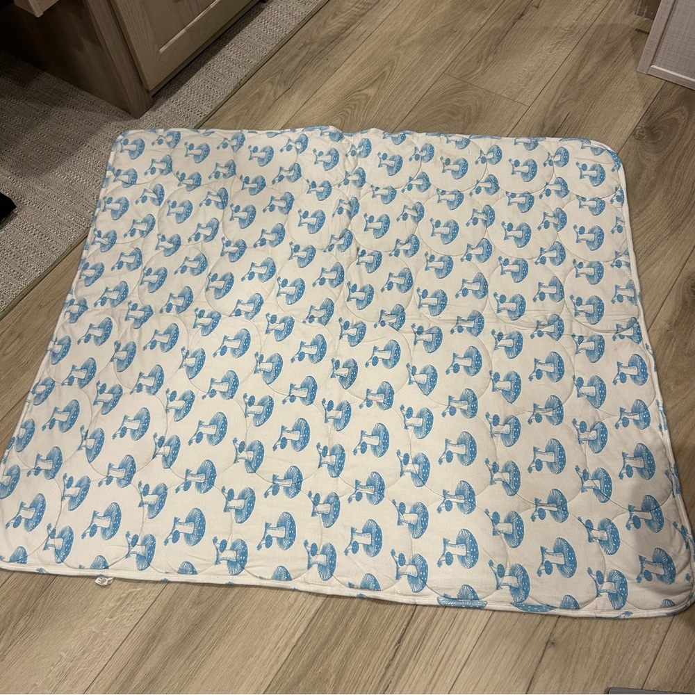kate quinn white and Blue Mushroom Quilt